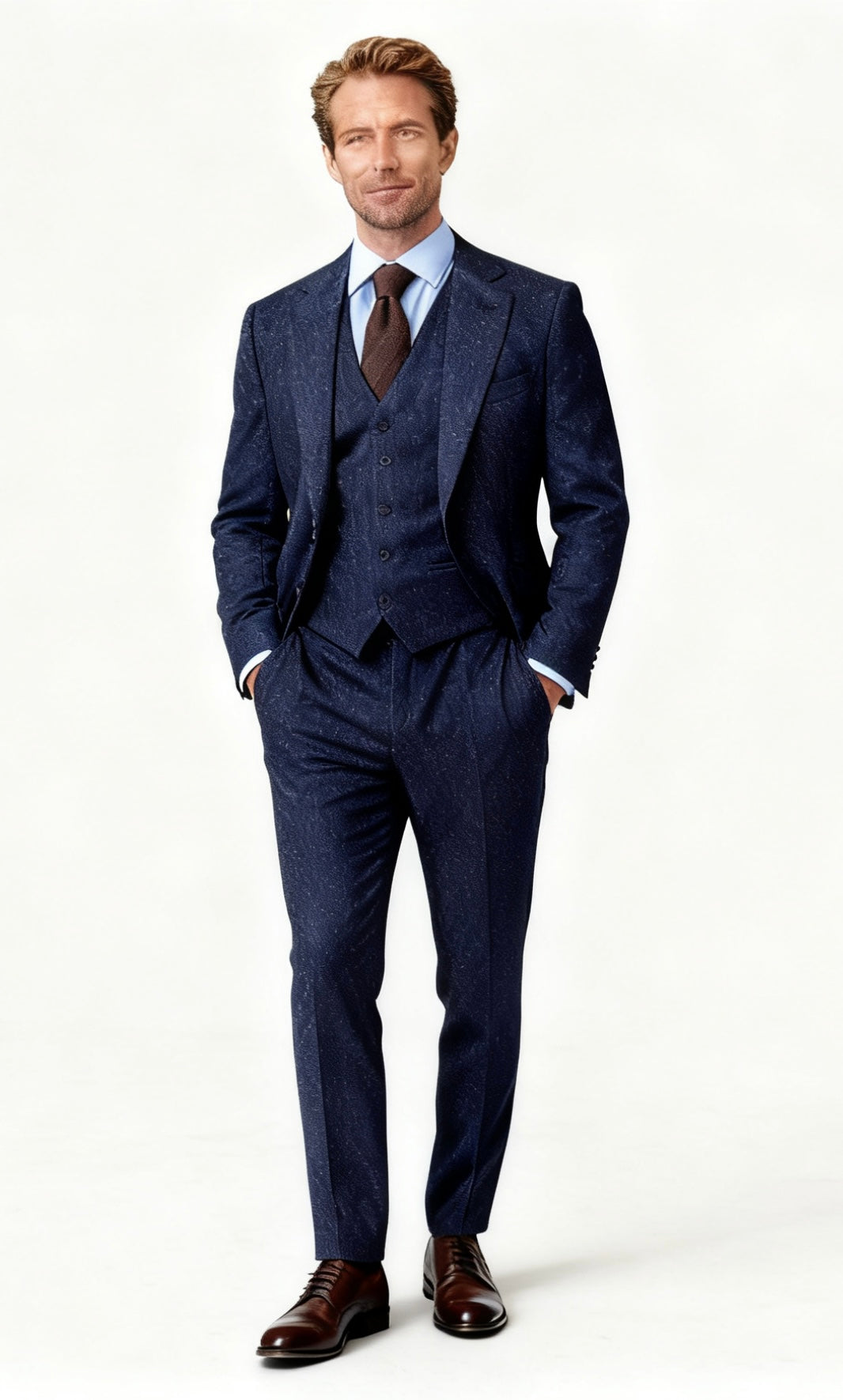Classic Navy Speckled Tweed Suit