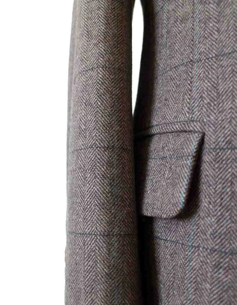 Brown Herringbone Plaid Mix & Match Tweed Suit