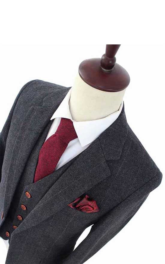 Charcoal Herringbone Tweed Suit
