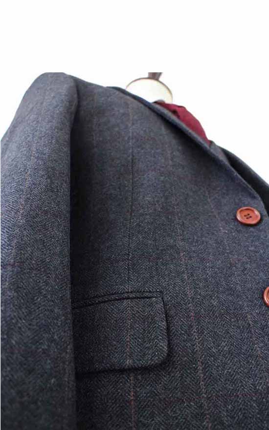 Charcoal Herringbone Tweed Suit