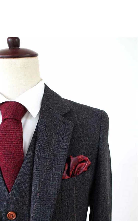 Charcoal Herringbone Tweed Suit
