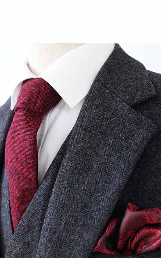 Charcoal Herringbone Tweed Suit