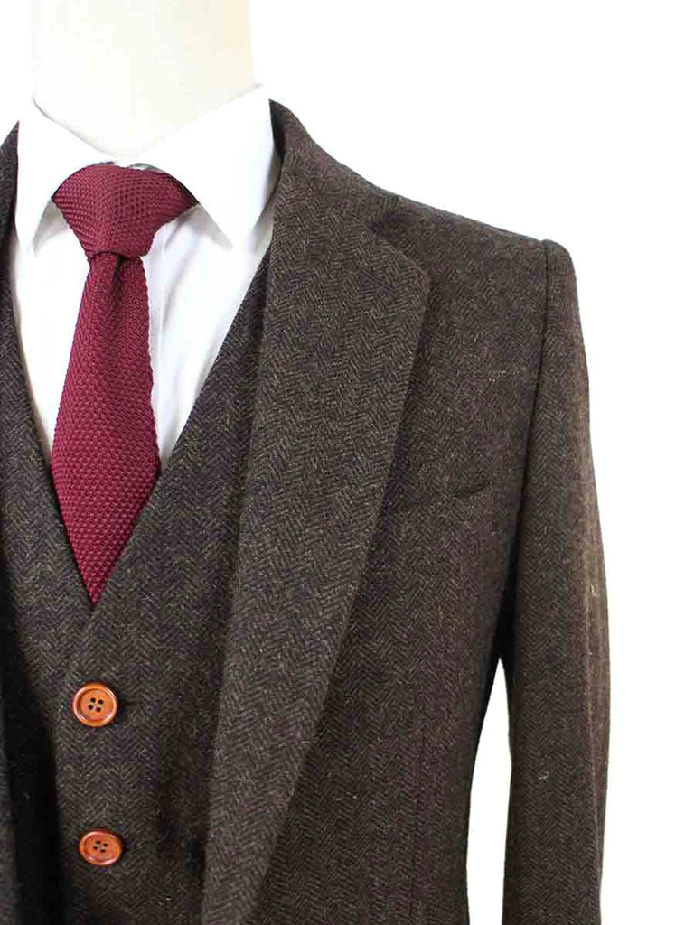 Dark Brown Herringbone Tweed Suit