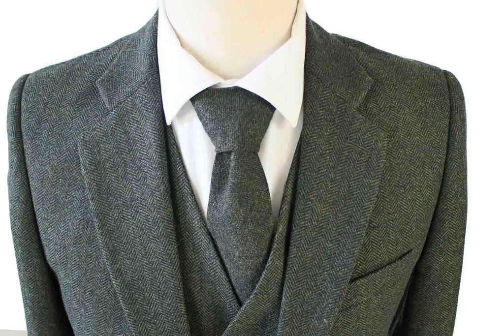Classic Green Herringbone Tweed Suit