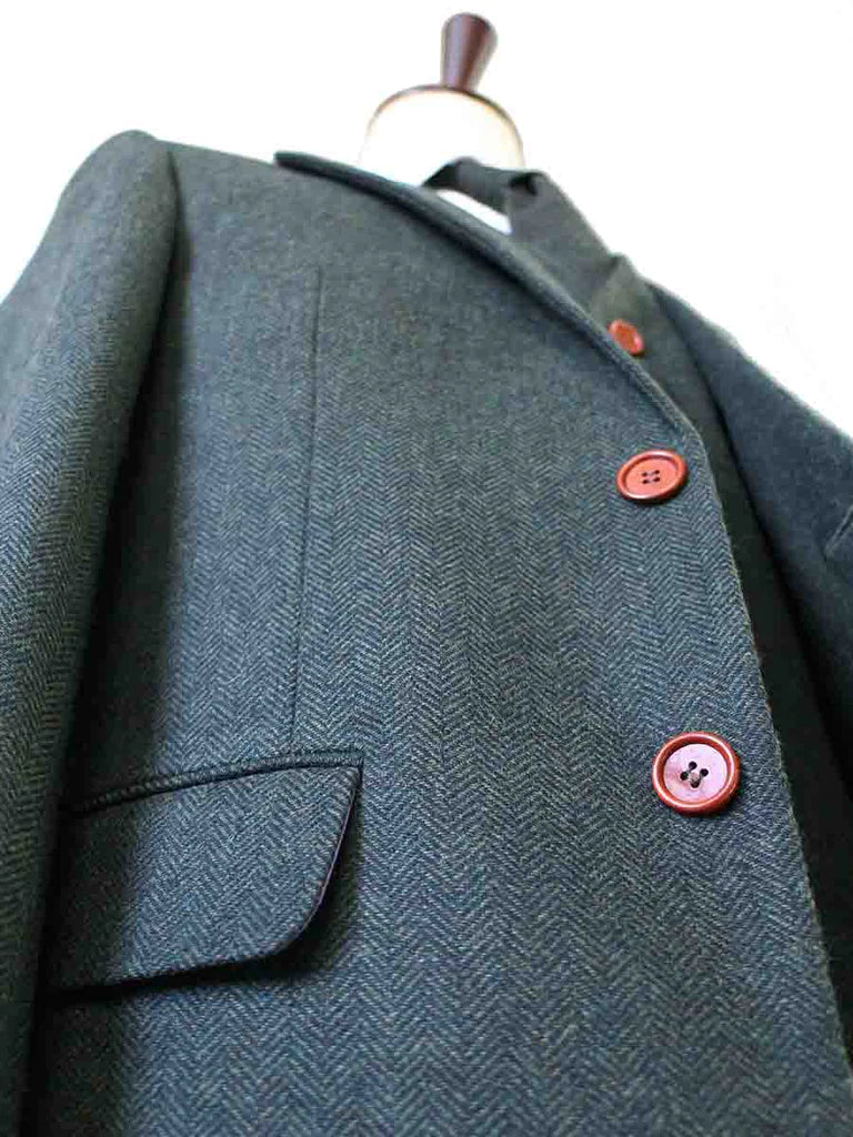 Classic Green Herringbone Tweed Suit