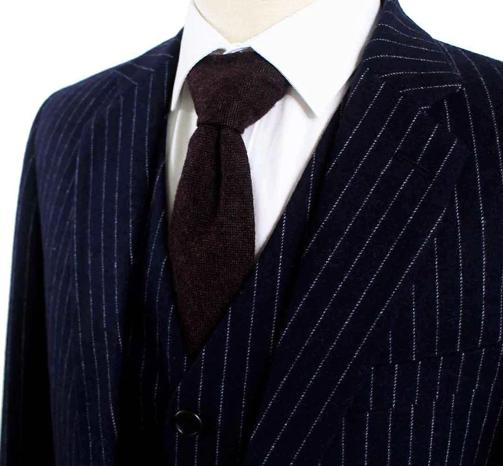 Navy Pinstripe Tweed Suit