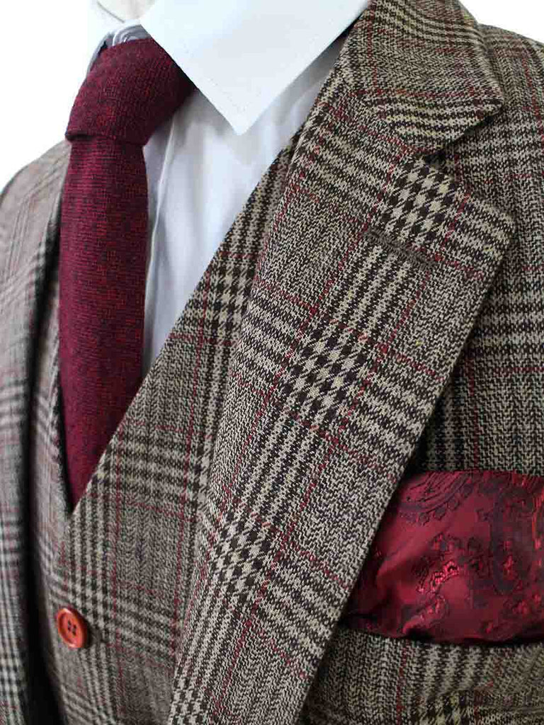 Retro Brown Overcheck Tweed Suit