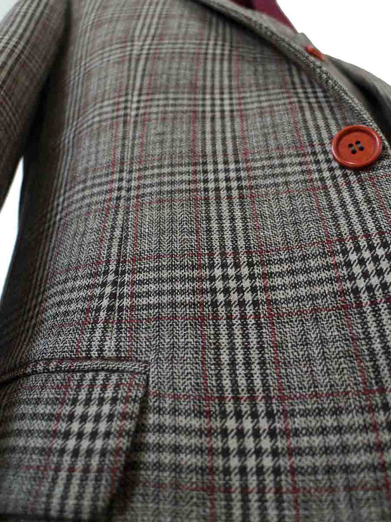 Retro Brown Overcheck Tweed Suit