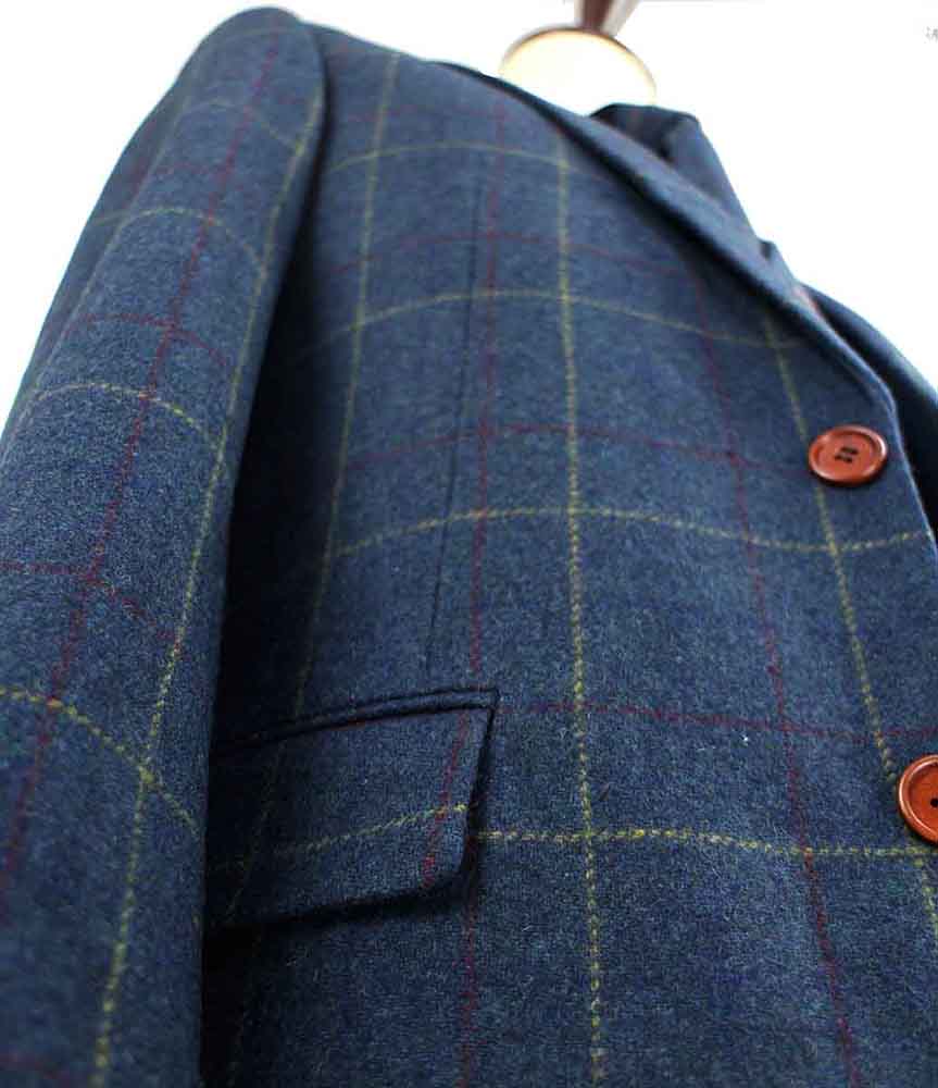 Blue Overcheck Plaid Tweed Suit