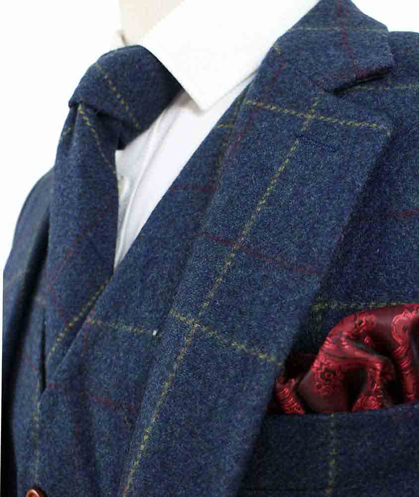 Blue Overcheck Plaid Tweed Suit