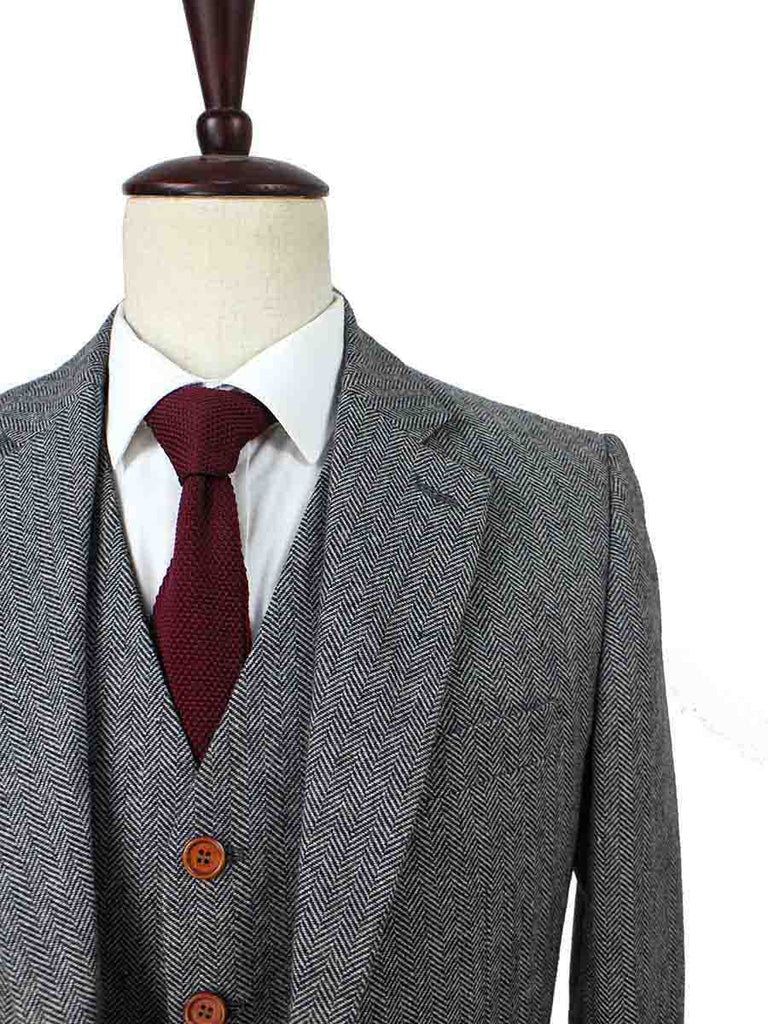 Classic Grey Herringbone Tweed Suit