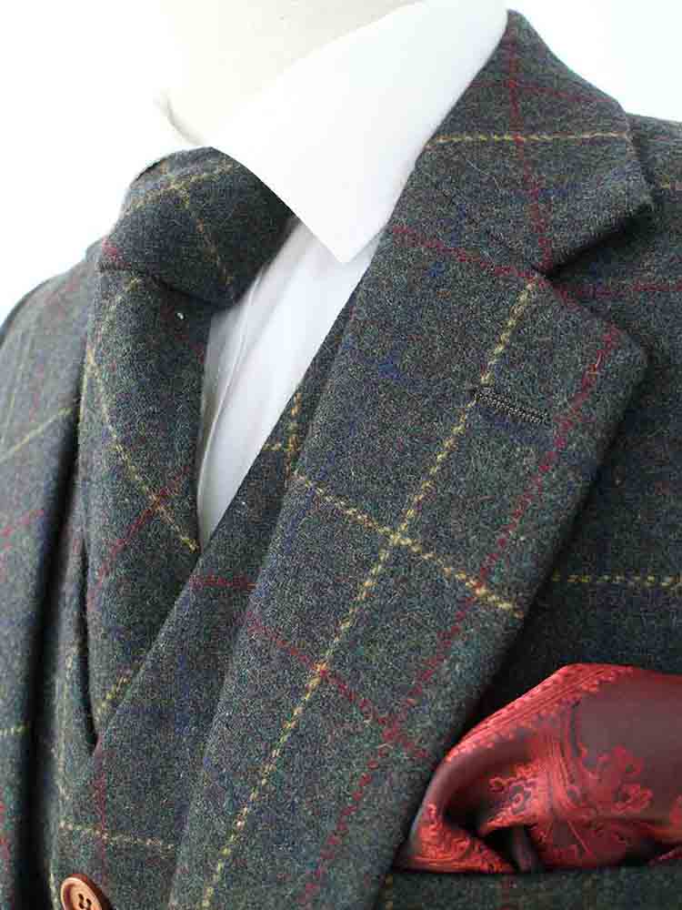 Country Green Overcheck Plaid Tweed Suit