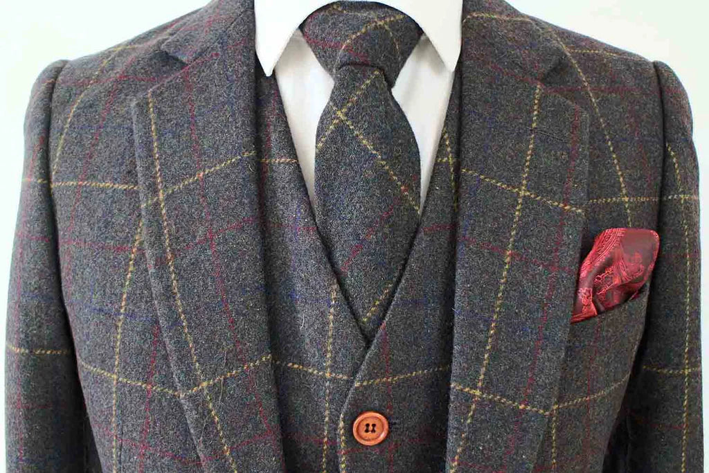 Country Green Overcheck Plaid Tweed Suit
