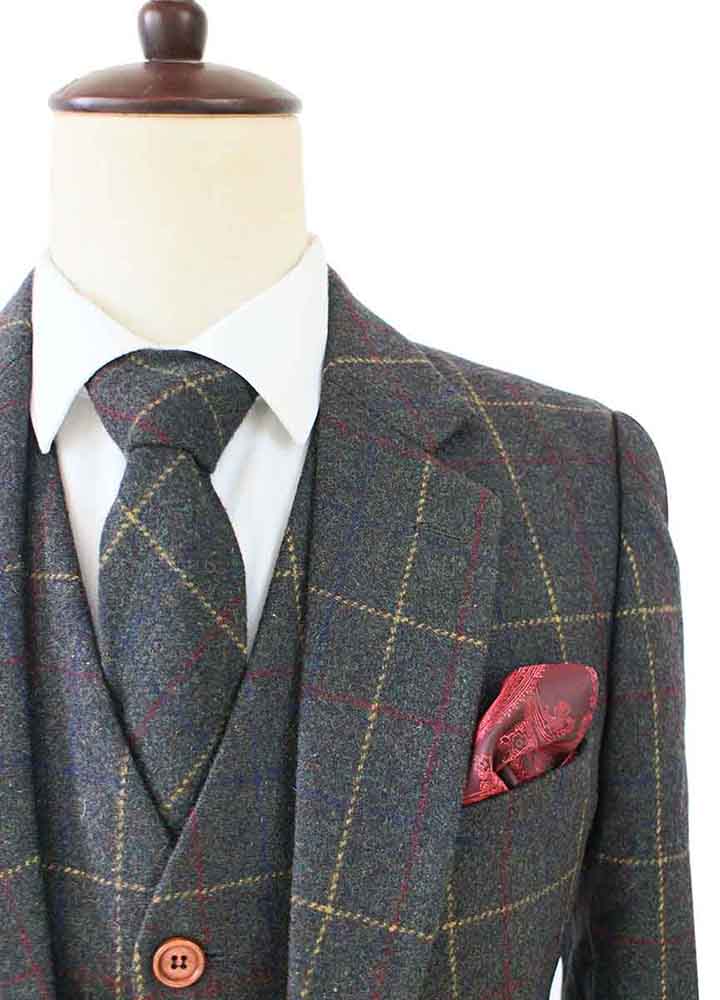 Country Green Overcheck Plaid Tweed Suit