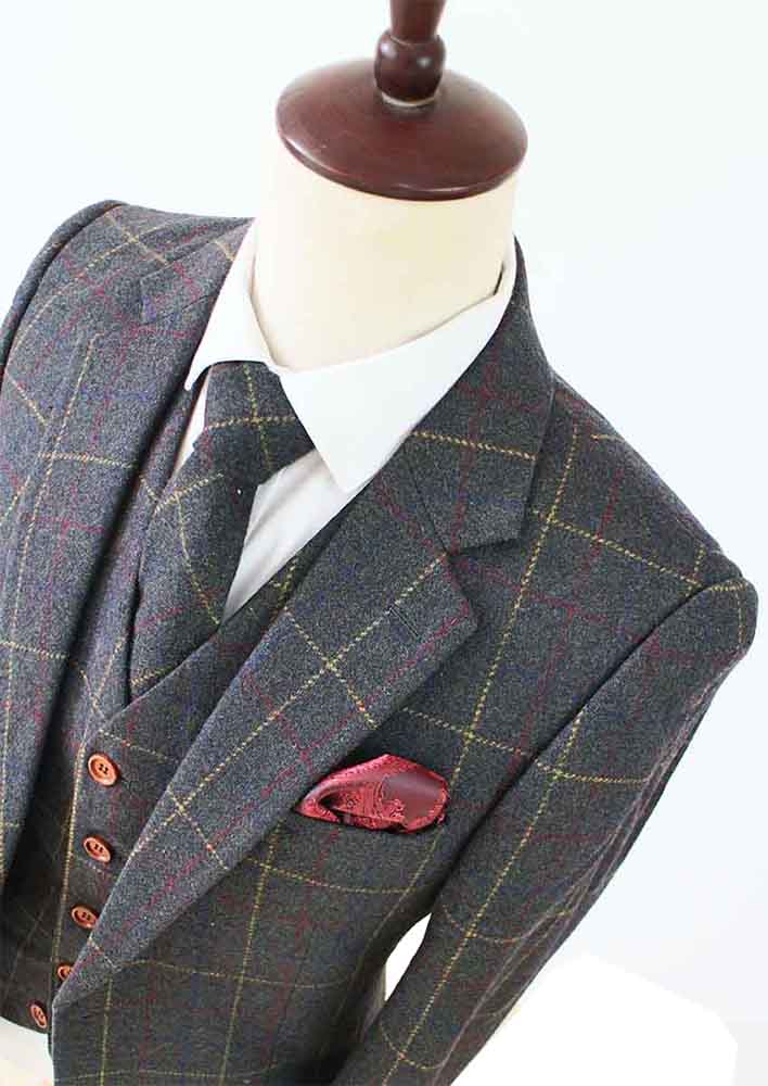 Country Green Overcheck Plaid Tweed Suit