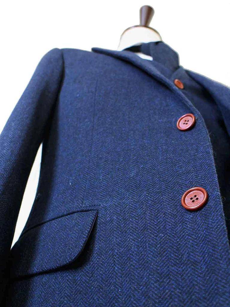Navy Herringbone Tweed Suit