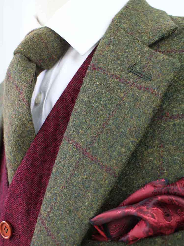 Olive Green Plaid Mix & Match Tweed Suit