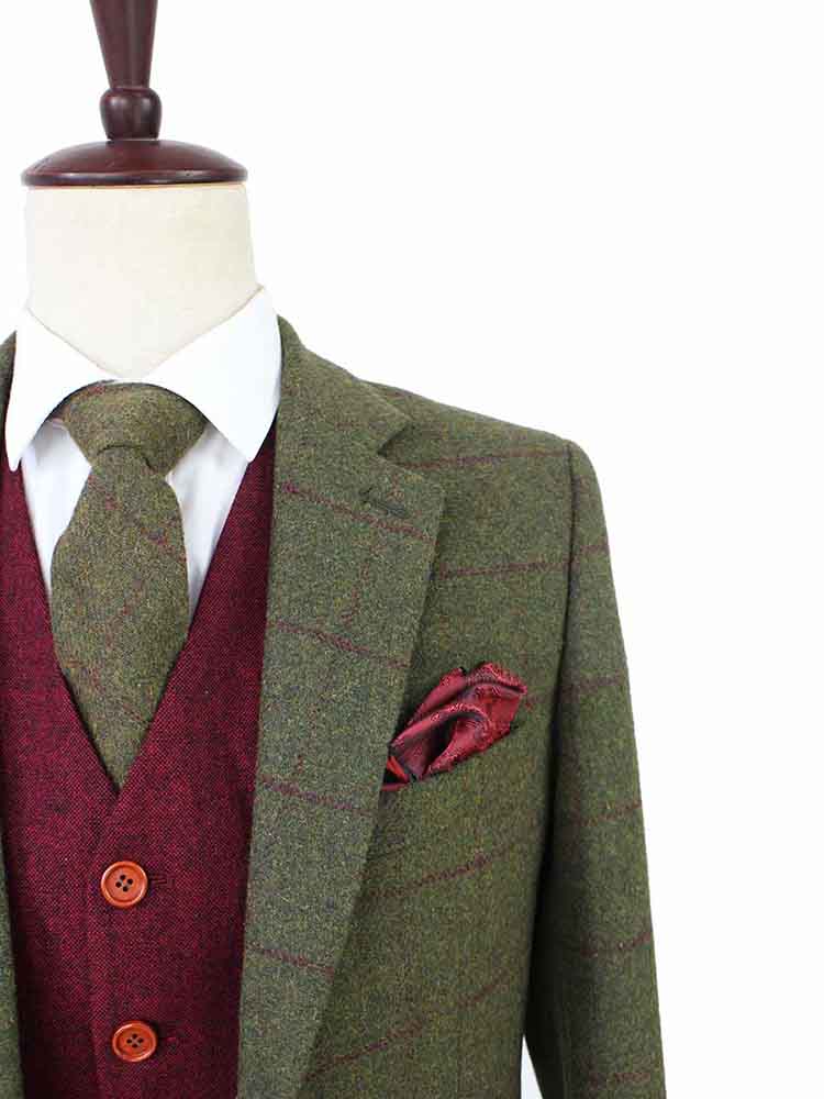 Olive Green Plaid Mix & Match Tweed Suit