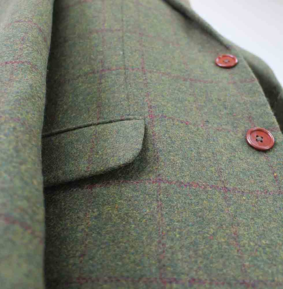 Olive Green Plaid Tweed Suit