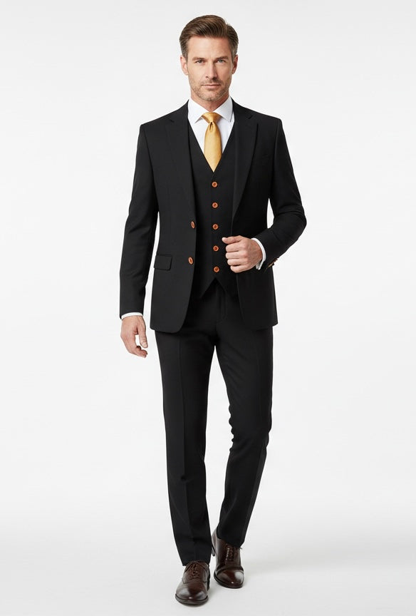 Black Twill Tweed Suit