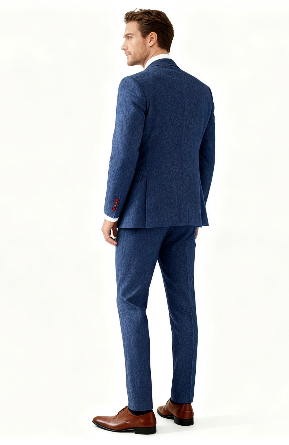 Blue Herringbone Tweed Suit