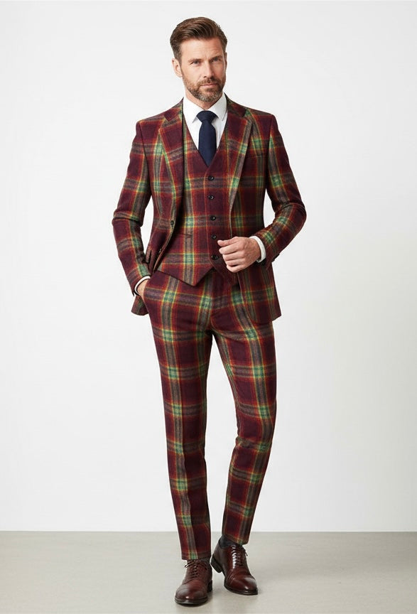 Ainsberry Red Stewart Tartan Tweed Suit