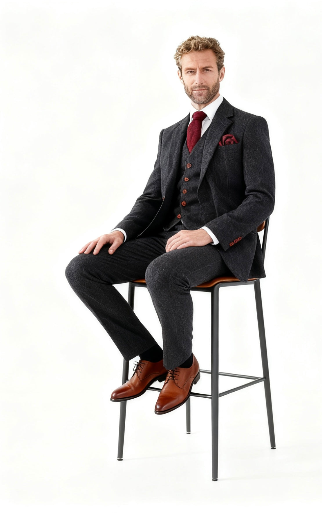 Charcoal Herringbone Tweed Suit