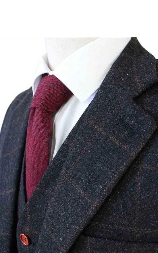 Charcoal Plaid Twill Tweed Suit