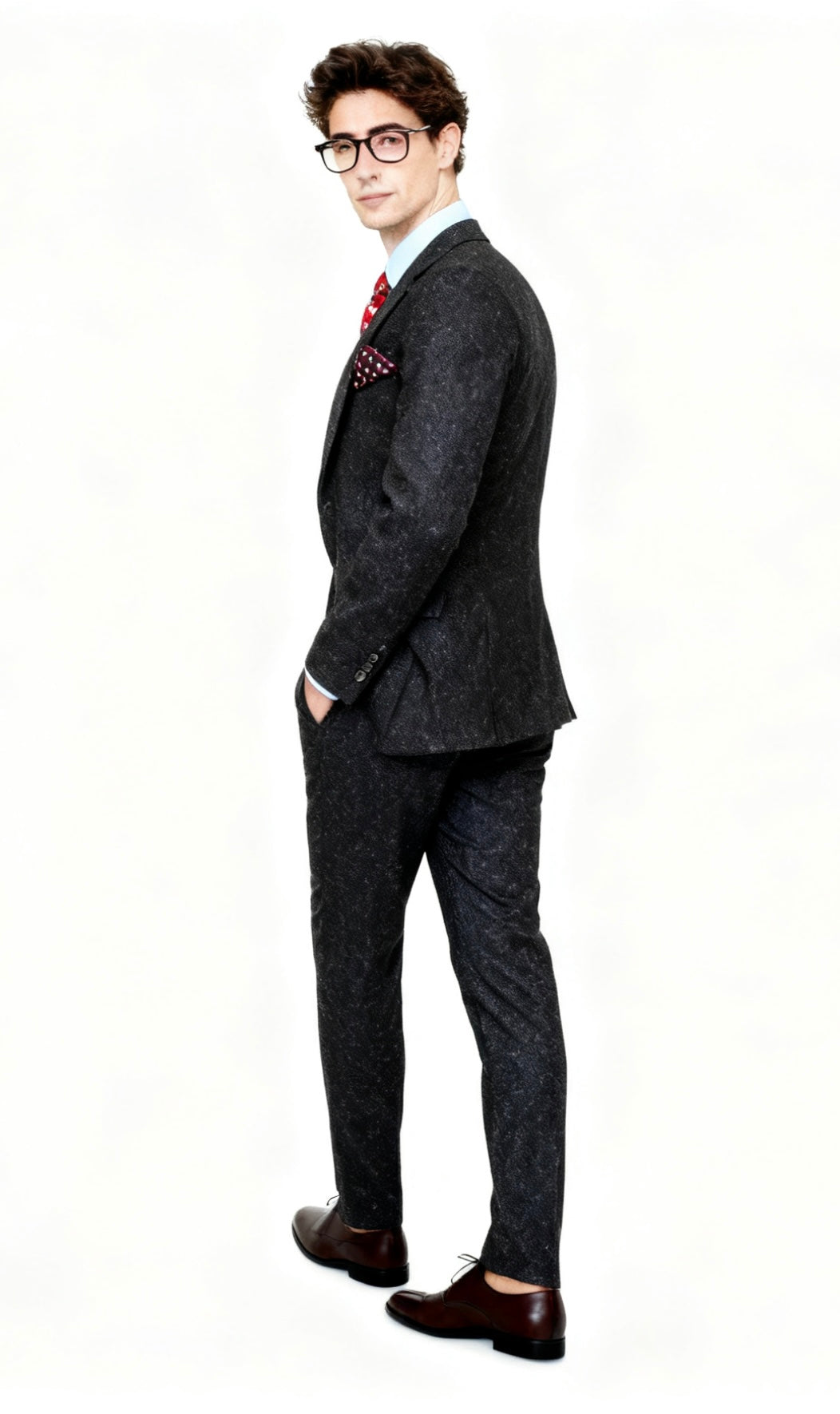 Classic Black Speckled Tweed Suit