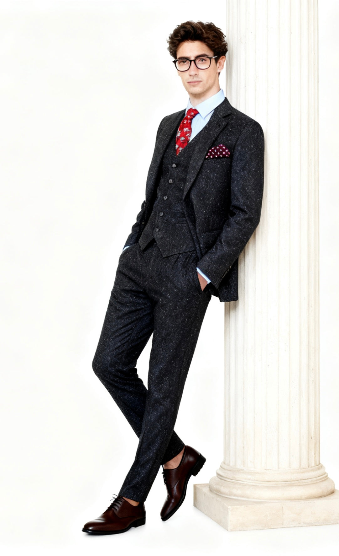 Classic Black Speckled Tweed Suit