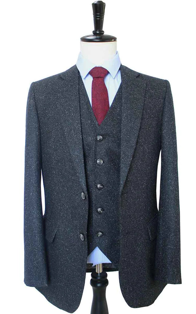 Classic Black Speckled Tweed Suit