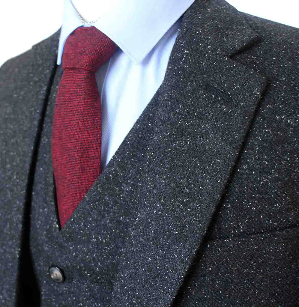 Classic Black Speckled Tweed Suit