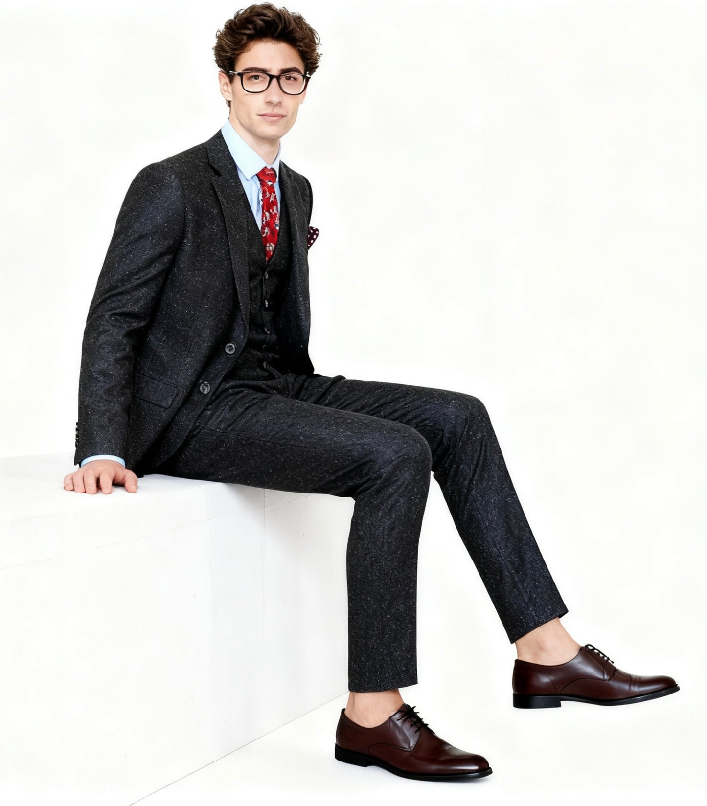Classic Black Speckled Tweed Suit