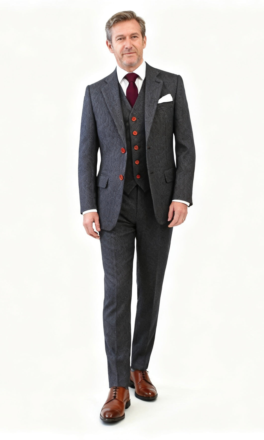 Classic Charcoal Herringbone Tweed Suit