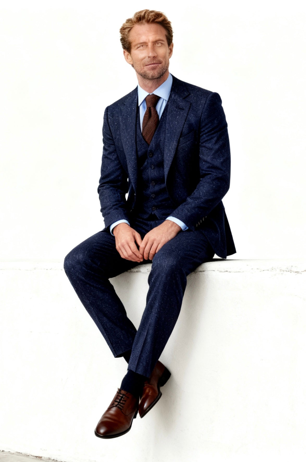 Classic Navy Speckled Tweed Suit