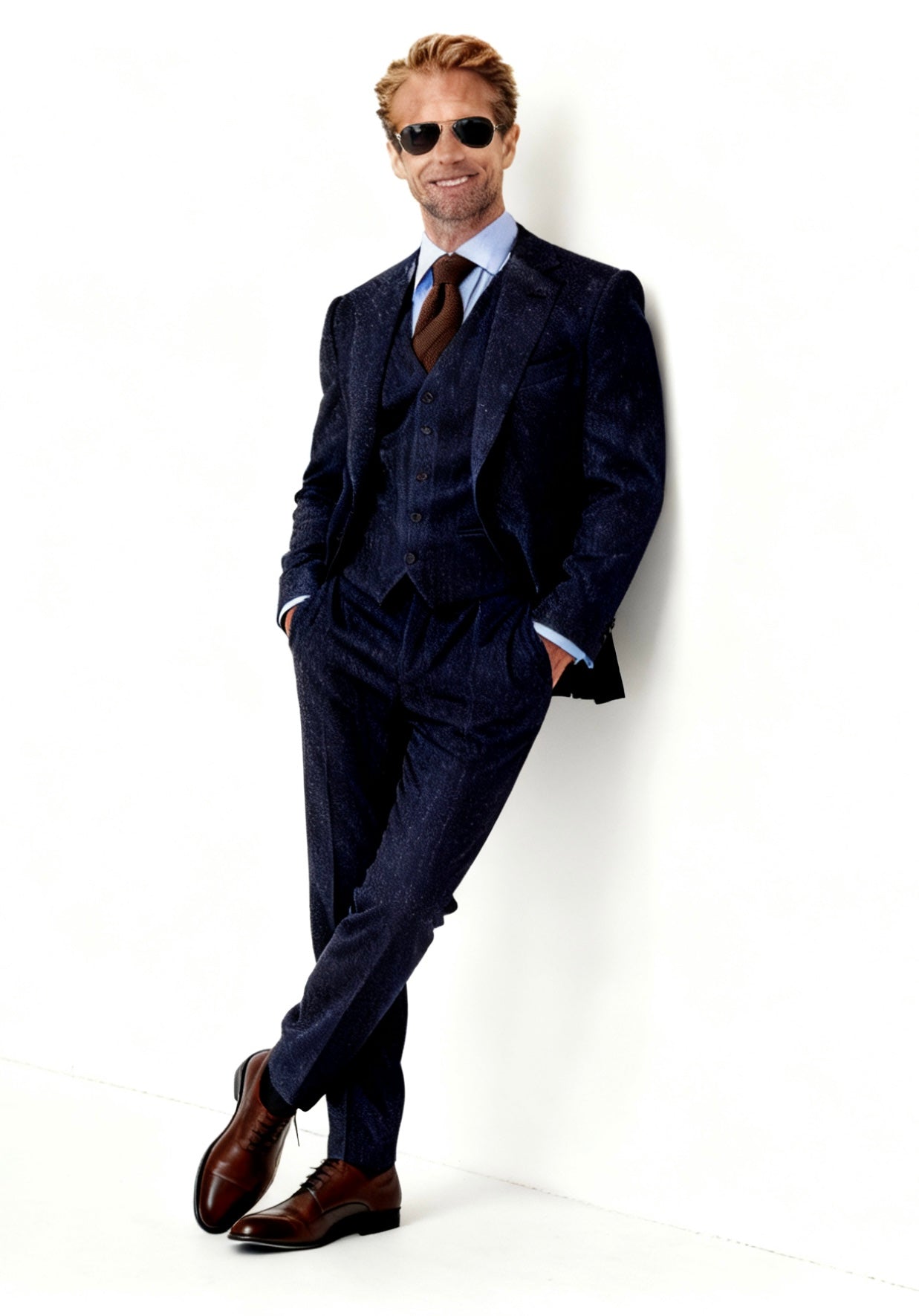 Classic Navy Speckled Tweed Suit