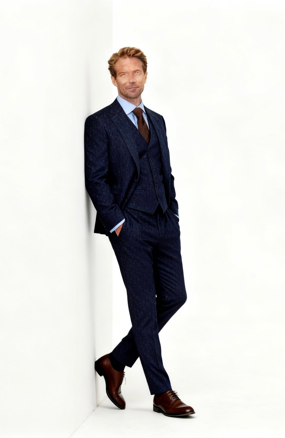 Classic Navy Speckled Tweed Suit
