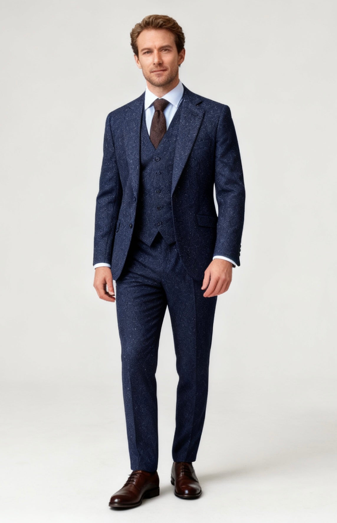 Classic Navy Speckled Tweed Suit