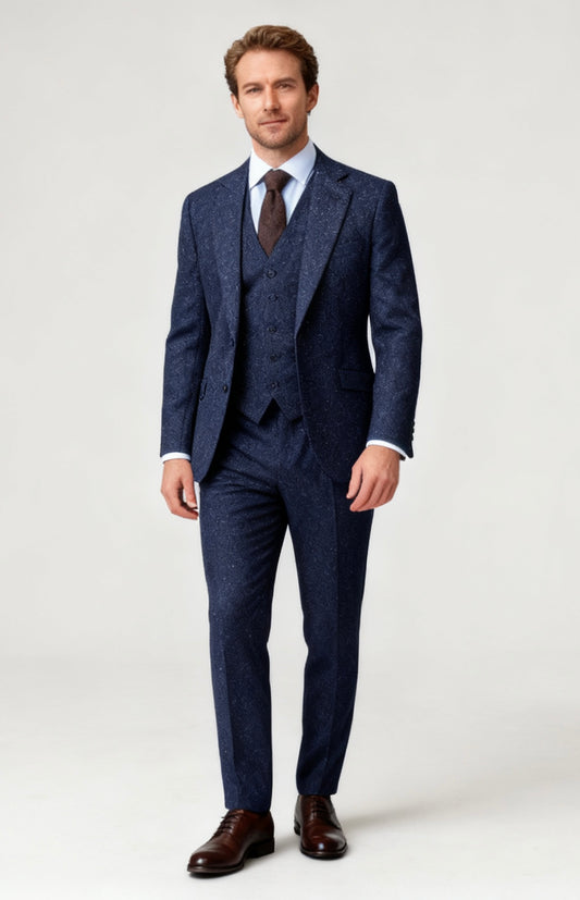 Classic Navy Speckled Tweed Suit