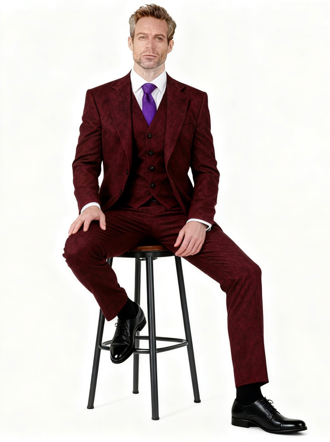 Classic Red Barleycorn Tweed Suit