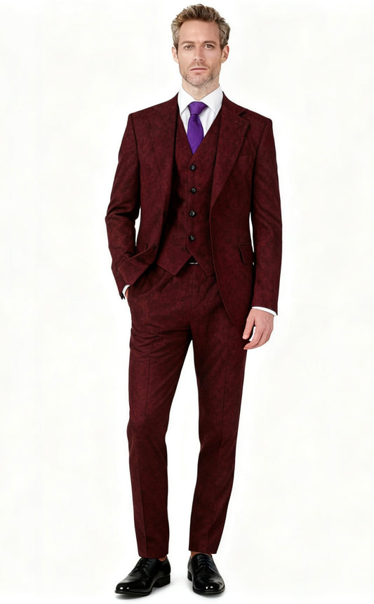 Classic Red Barleycorn Tweed Suit