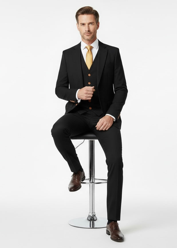 Black Twill Tweed Suit