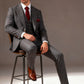 Grey Herringbone Plaid Tweed Suit
