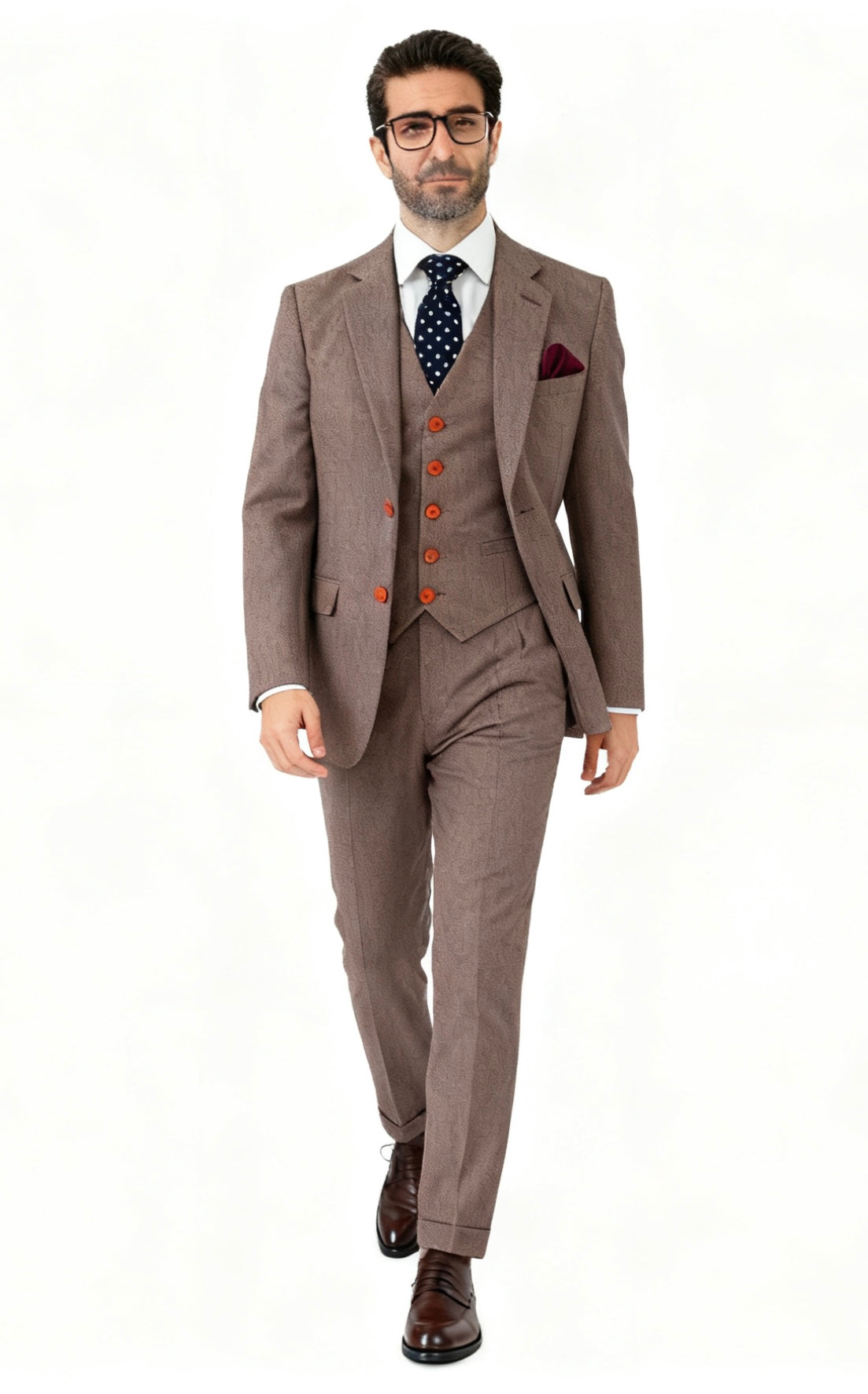 Light Brown Herringbone Tweed Suit