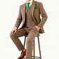 Vintage Brown Herringbone Plaid Tweed Suit