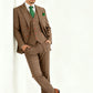 Vintage Brown Herringbone Plaid Tweed Suit