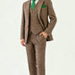 Vintage Brown Herringbone Plaid Tweed Suit