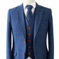 Blue Herringbone Tweed Suit