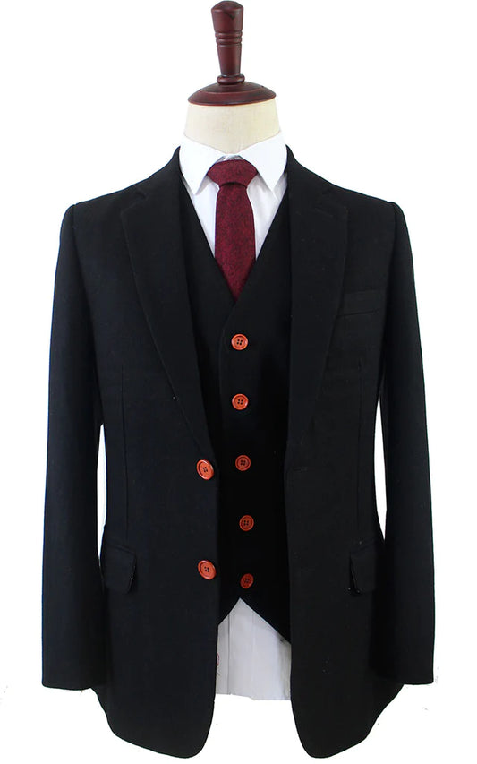 Black Twill Tweed Suit