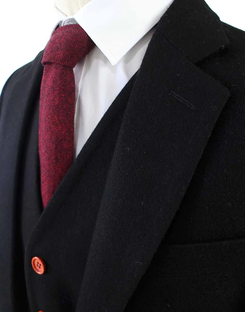 Black Twill Tweed Suit